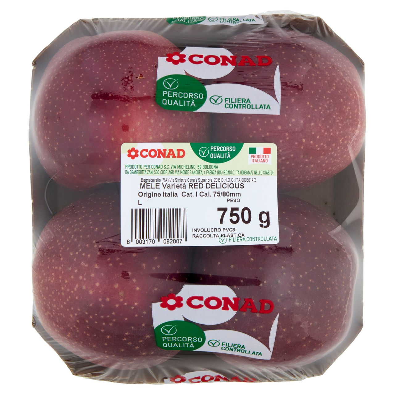 CONAD Percorso Qualità Mele Red Delicious Italia Cal. 75/80 750 g