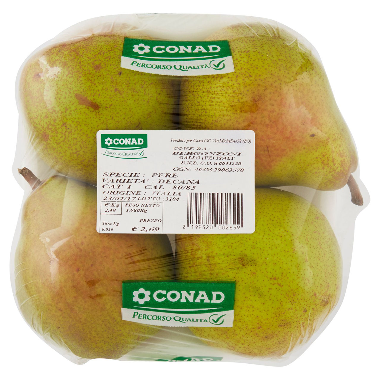 CONAD Percorso Qualità Pere Decana Italia cal. 80/85