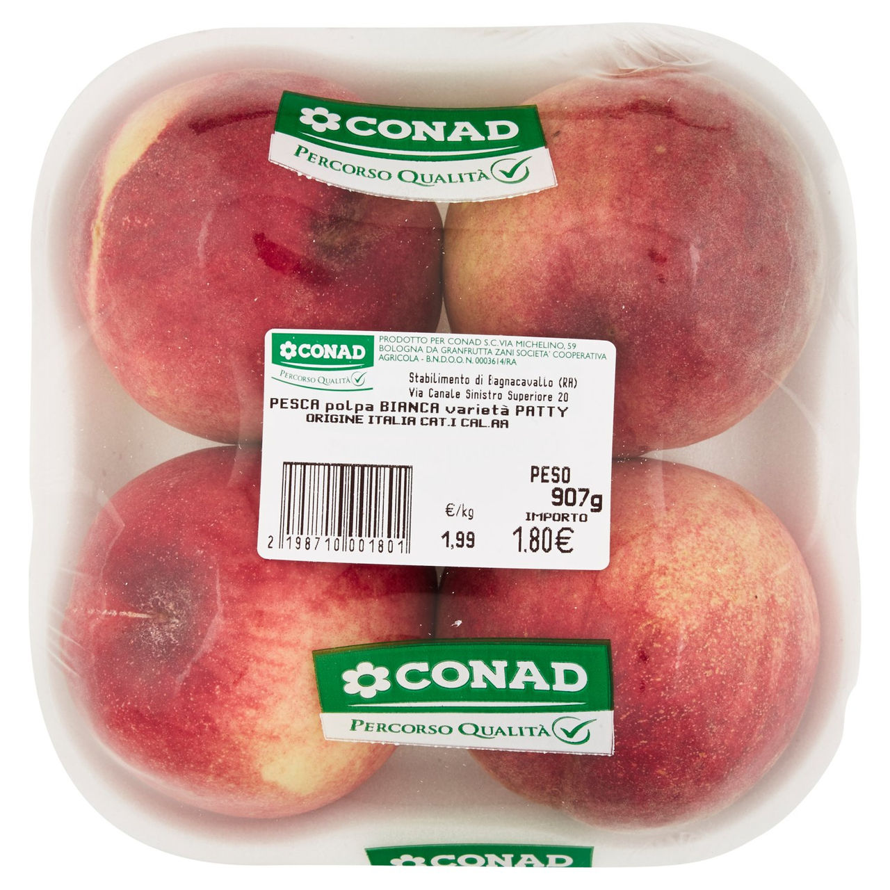 CONAD PERCORSO QUALITÁ Pesca polpa bianca varietà Patty Italia cal. AA