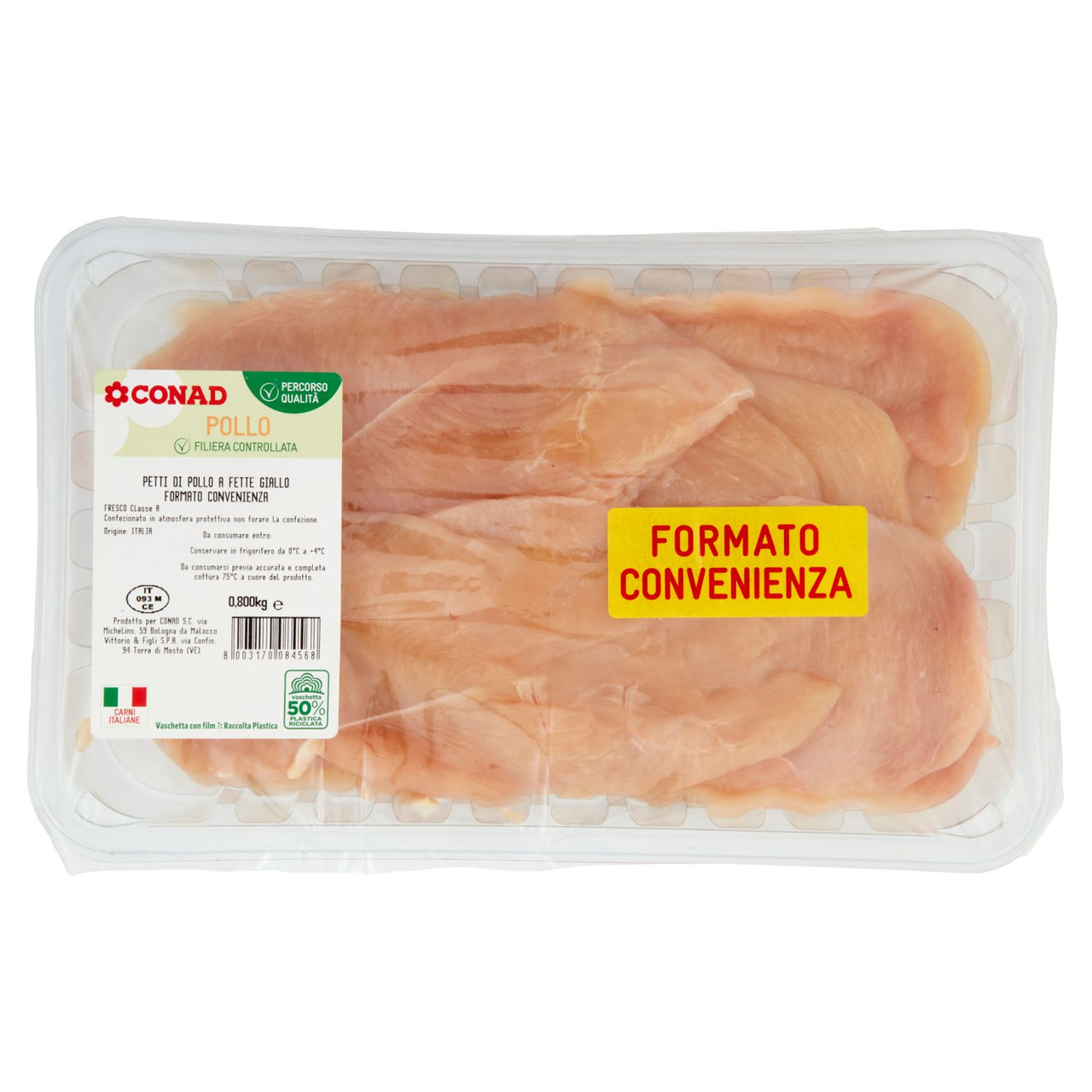 CONAD Percorso Qualità Petti di Pollo a Fette Giallo Formato Convenienza 0,800 kg