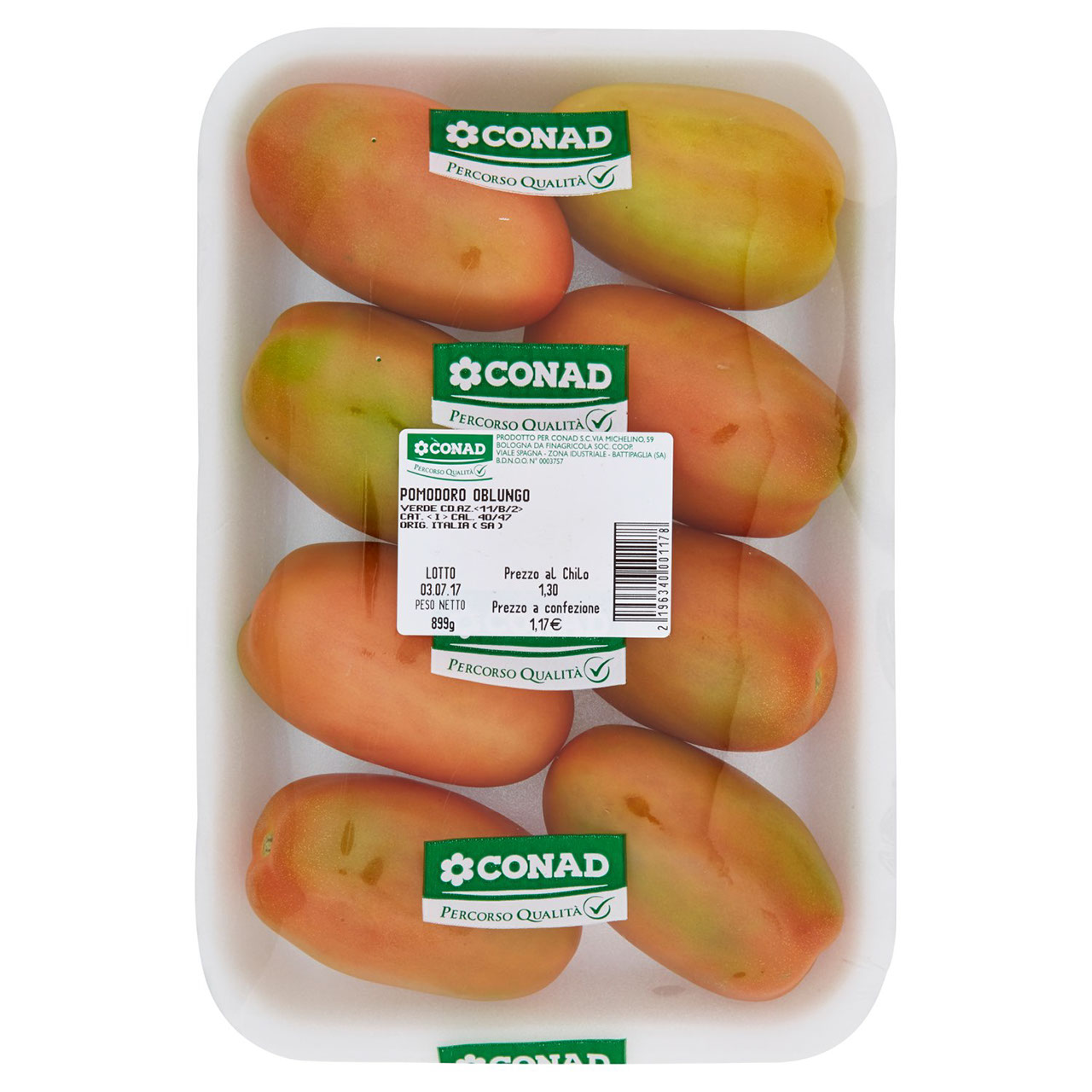 CONAD Percorso Qualità Pomodoro Oblungo Verde Italia cal. 40/47