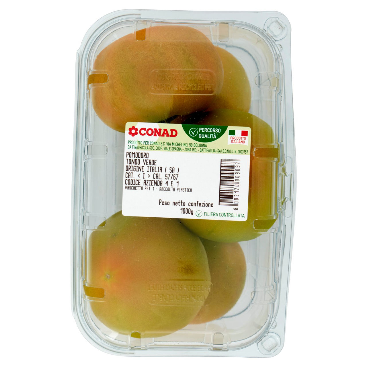 CONAD Percorso Qualità Pomodoro Tondo Verde Italia Cal. 57/67 1000 g