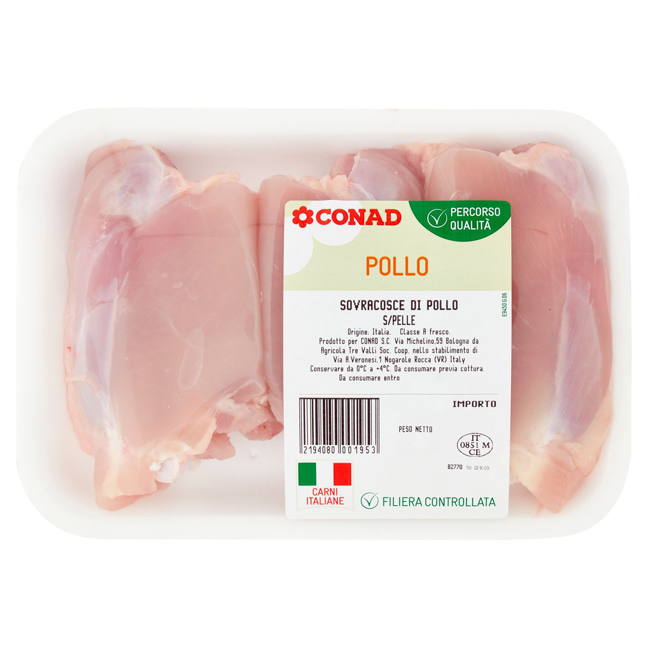CONAD Percorso Qualità Sovracosce di Pollo S/Pelle