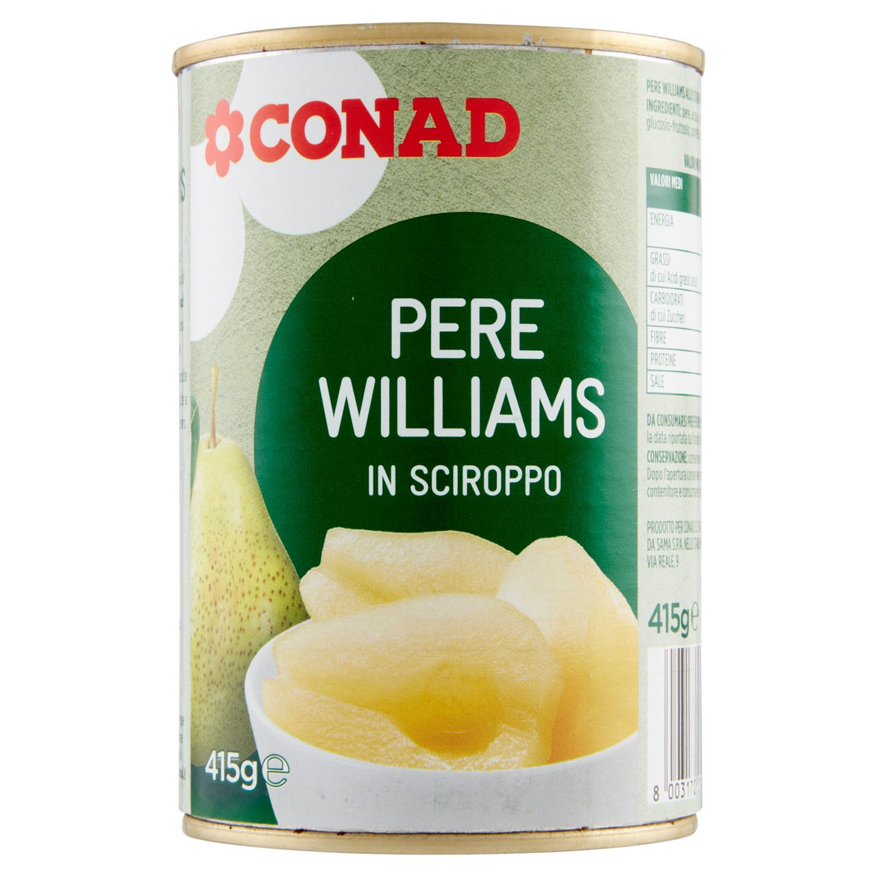 Pere Williams in Sciroppo 415 g Conad