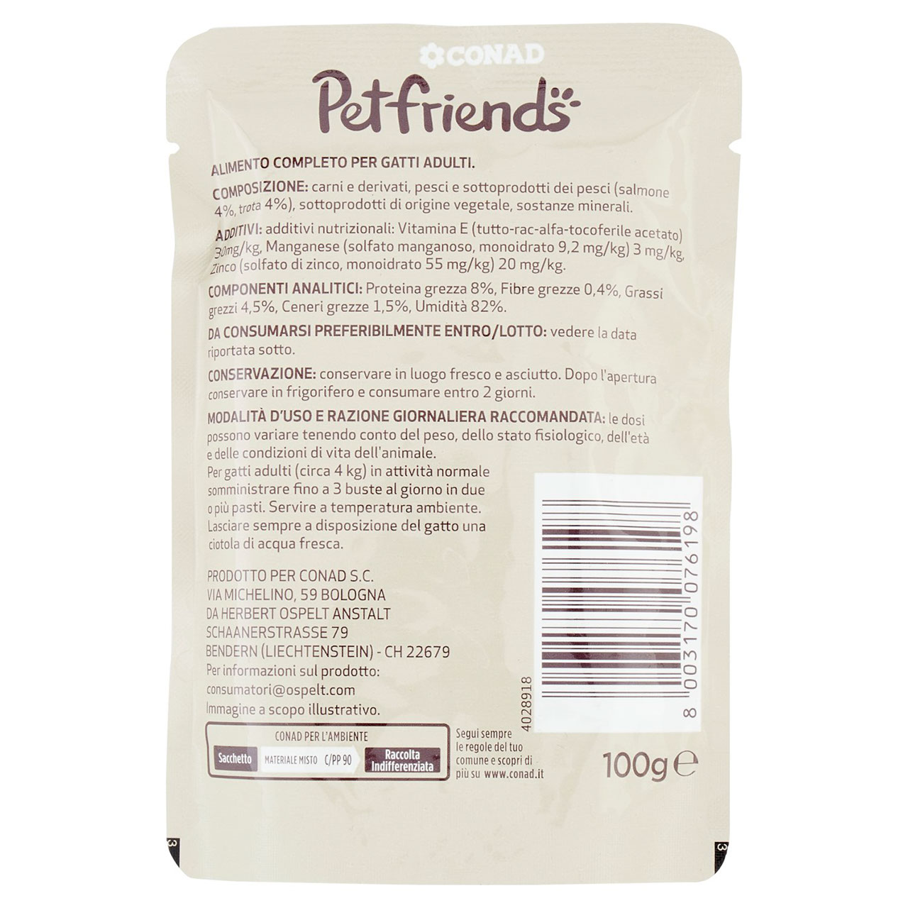 Bocconcini Salmone e Trota 100g Petfriends Conad