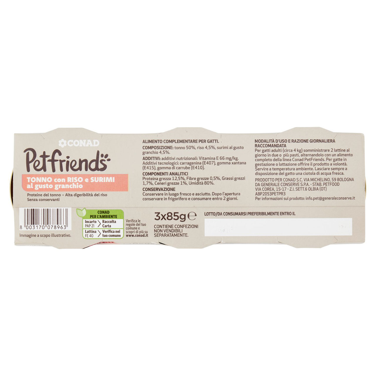 Petfriends Tonno, Riso e Surimi 3x85g Conad online