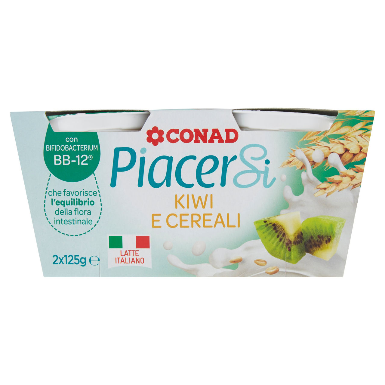 Yogurt Intero Kiwi Cereali 2x125g Piacersi Conad