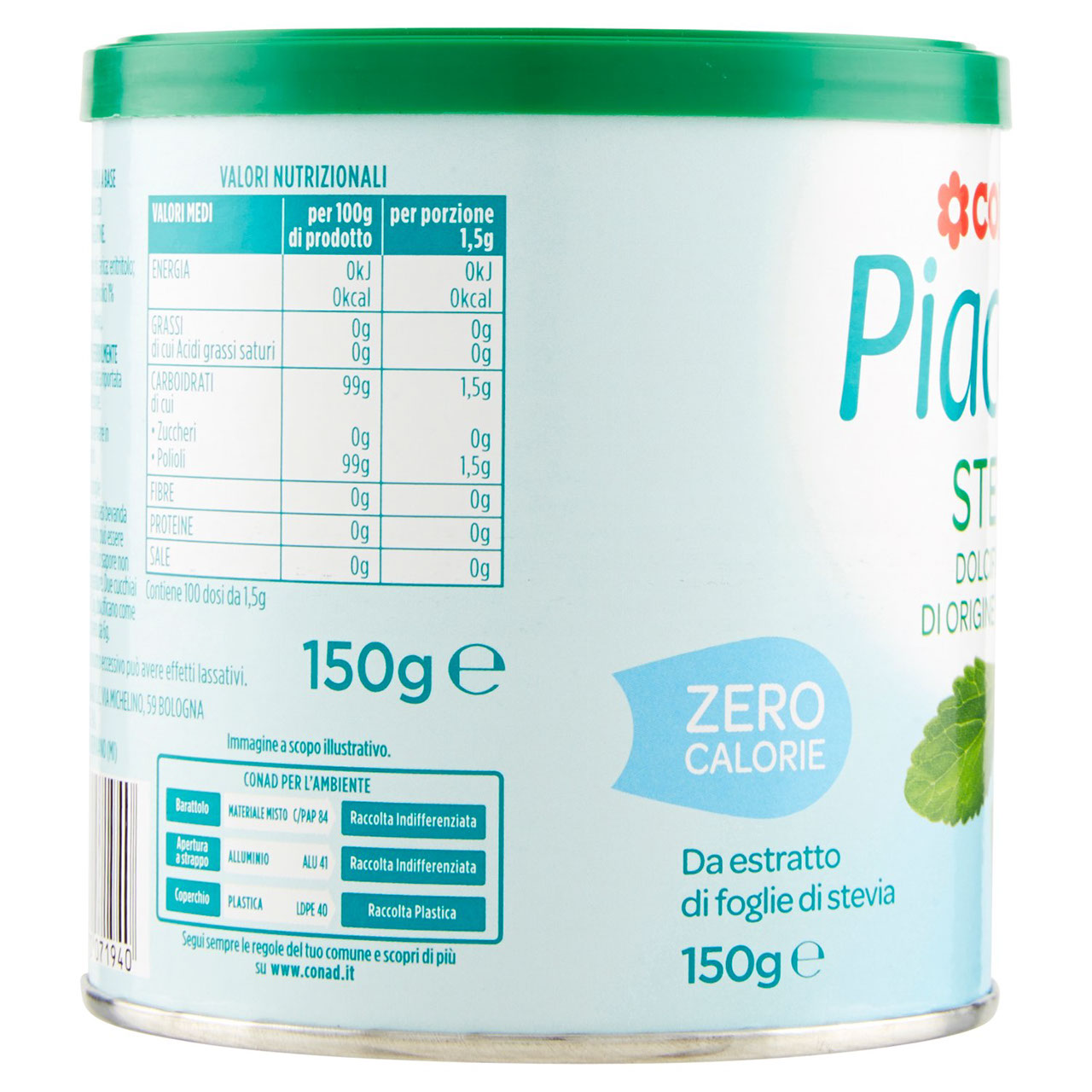 Stevia Dolcificante Naturale 150g Conad