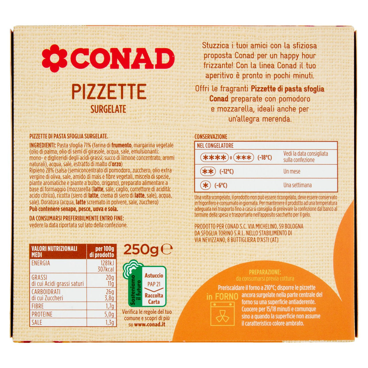 Pizzette Surgelate 250 g Conad