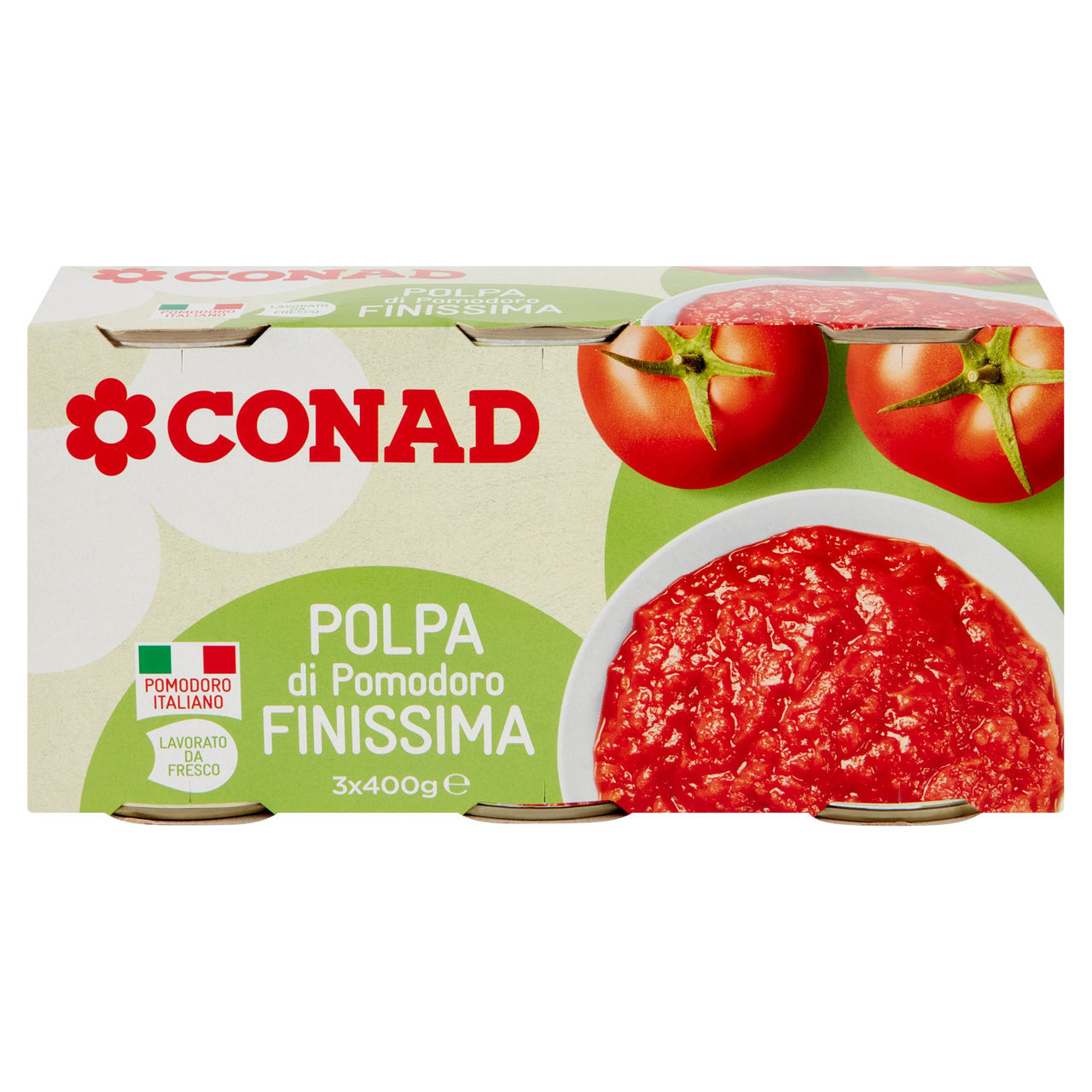 Polpa di pomodoro finissima g 400 x 3 Conad