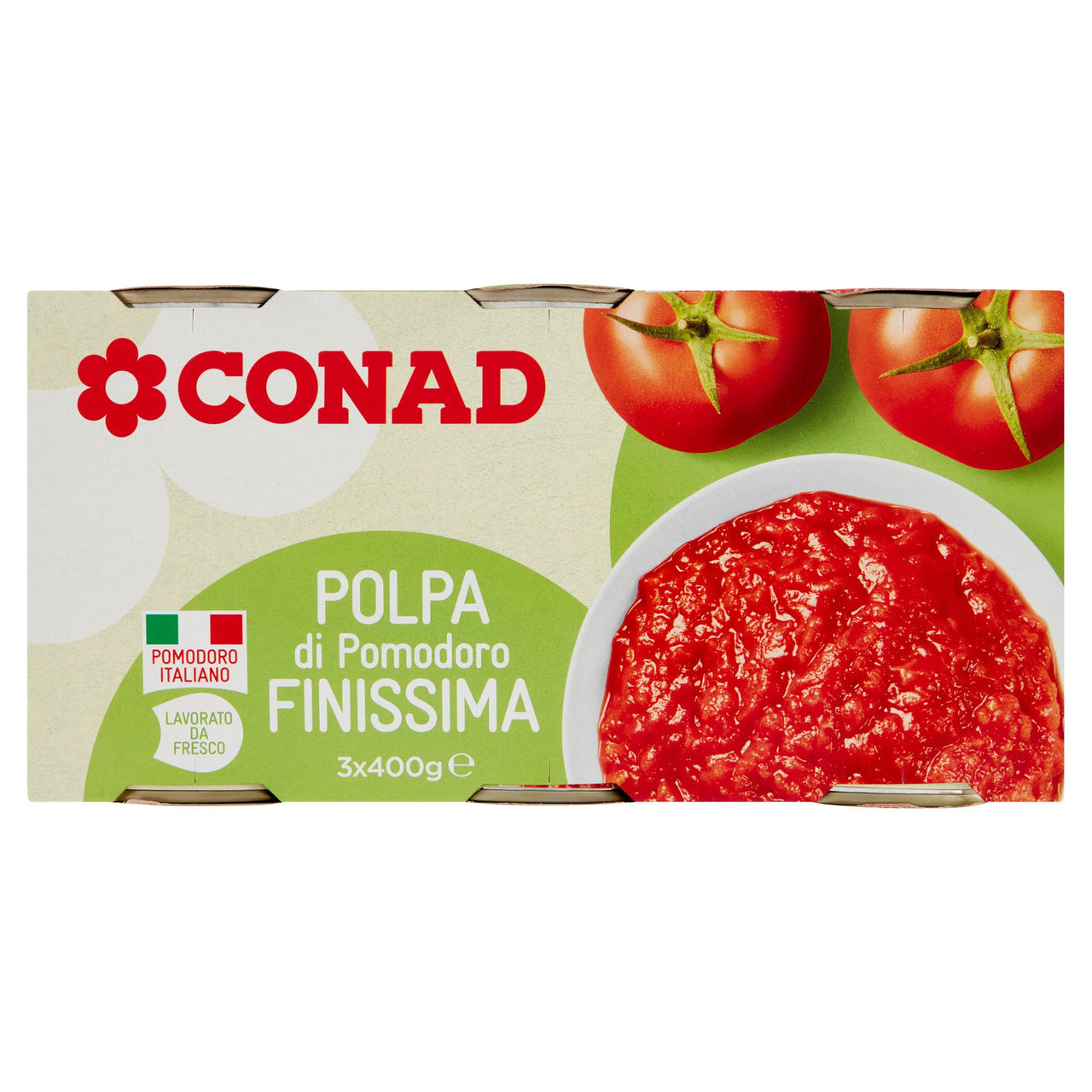 Polpa di pomodoro finissima g 400 x 3 Conad