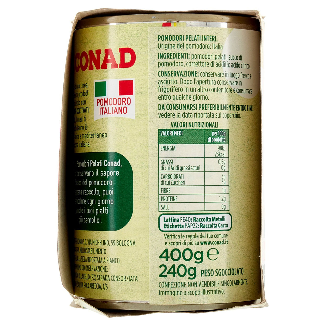 Pomodori Pelati 3 x 400 g Conad in vendita online