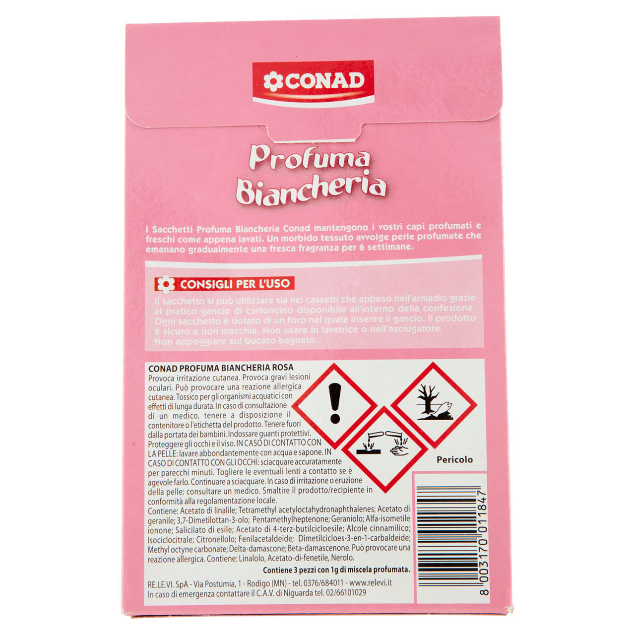 CONAD Profuma Biancheria Rosa 3 Sacchetti