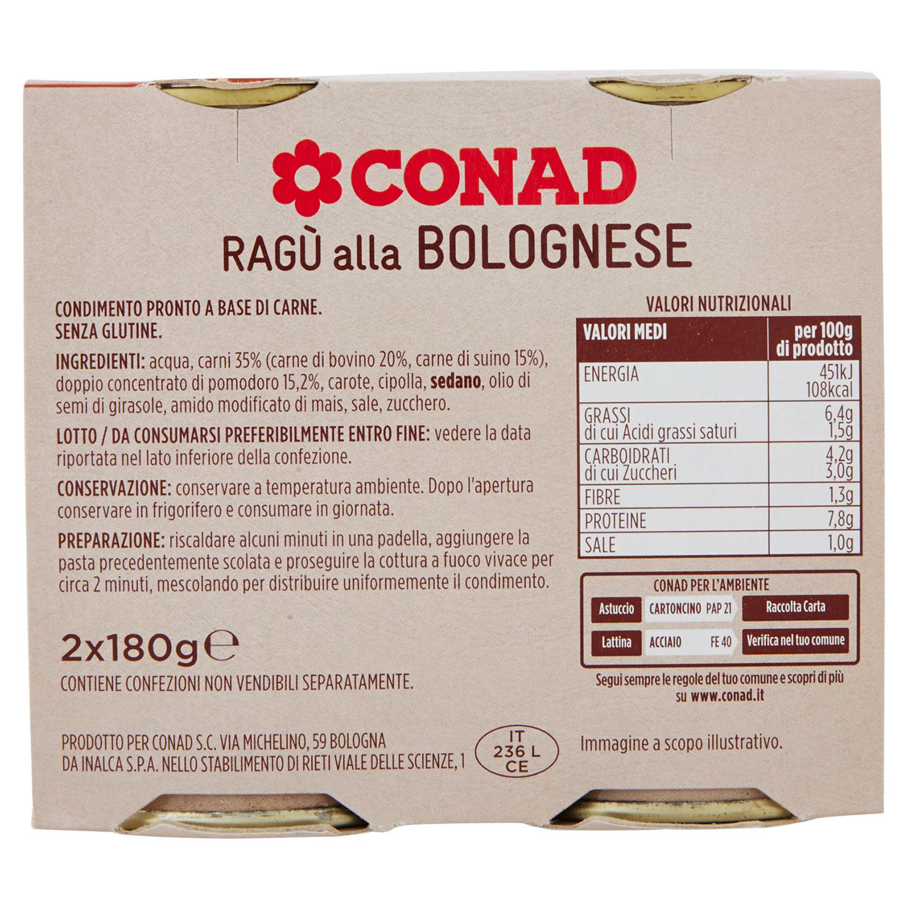 Ragù alla Bolognese 2 x 180 g Conad