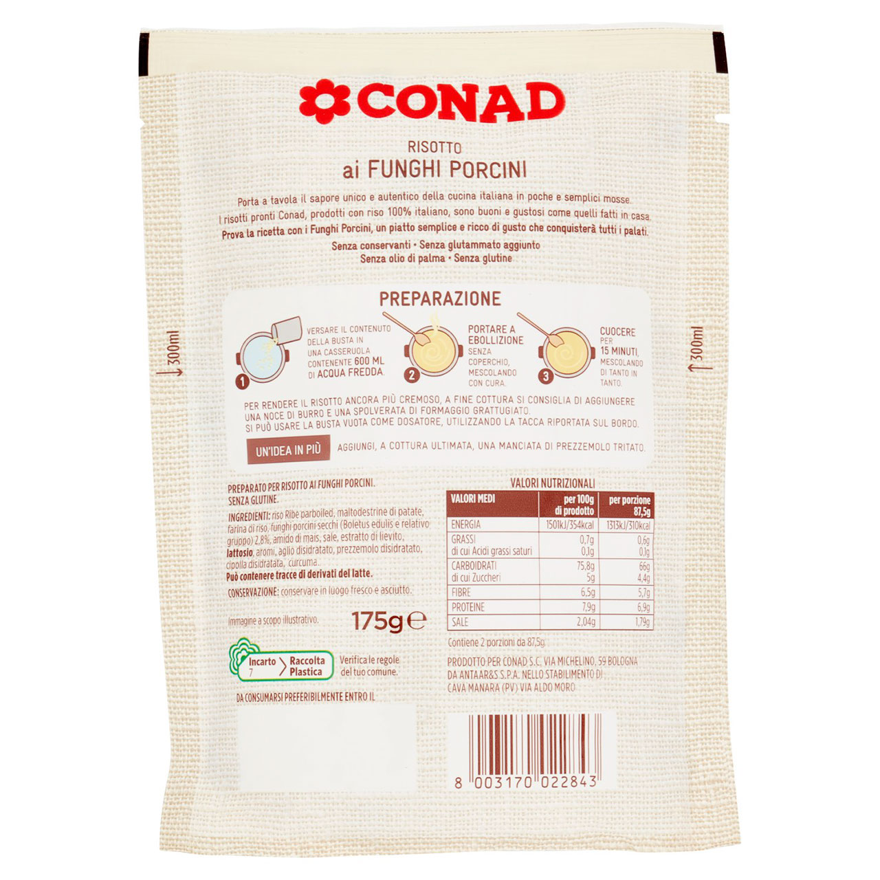 Risotto ai Funghi Porcini 175 g Conad