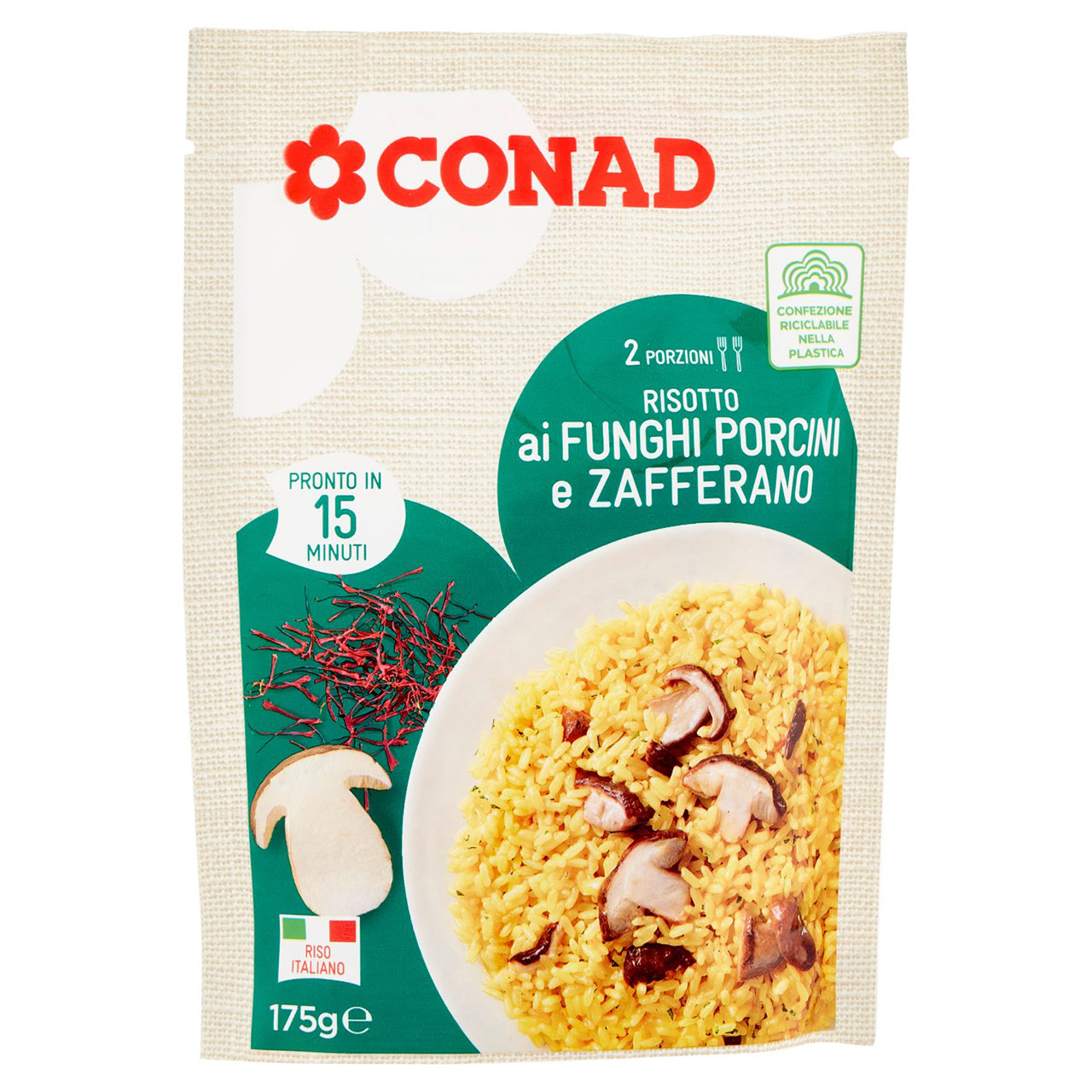 Risotto ai Funghi Porcini e Zafferano 175 g Conad