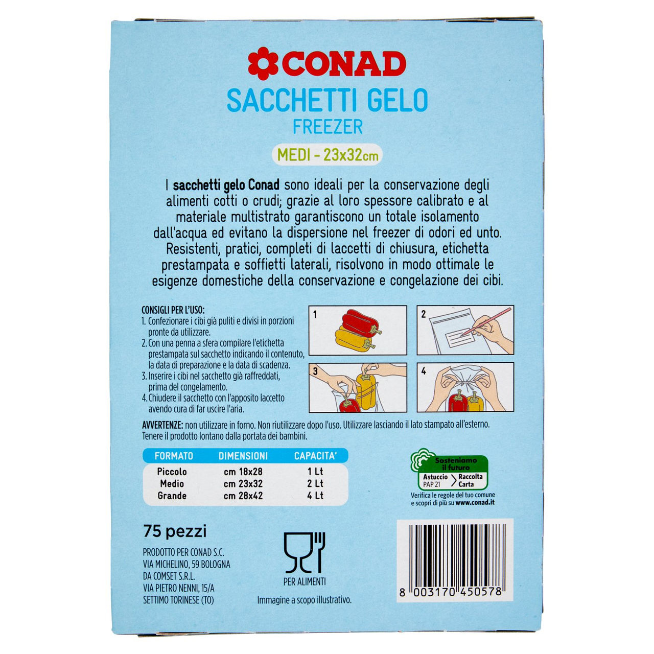 Sacchetti Gelo Medi 23x32cm 75 pezzi Conad online