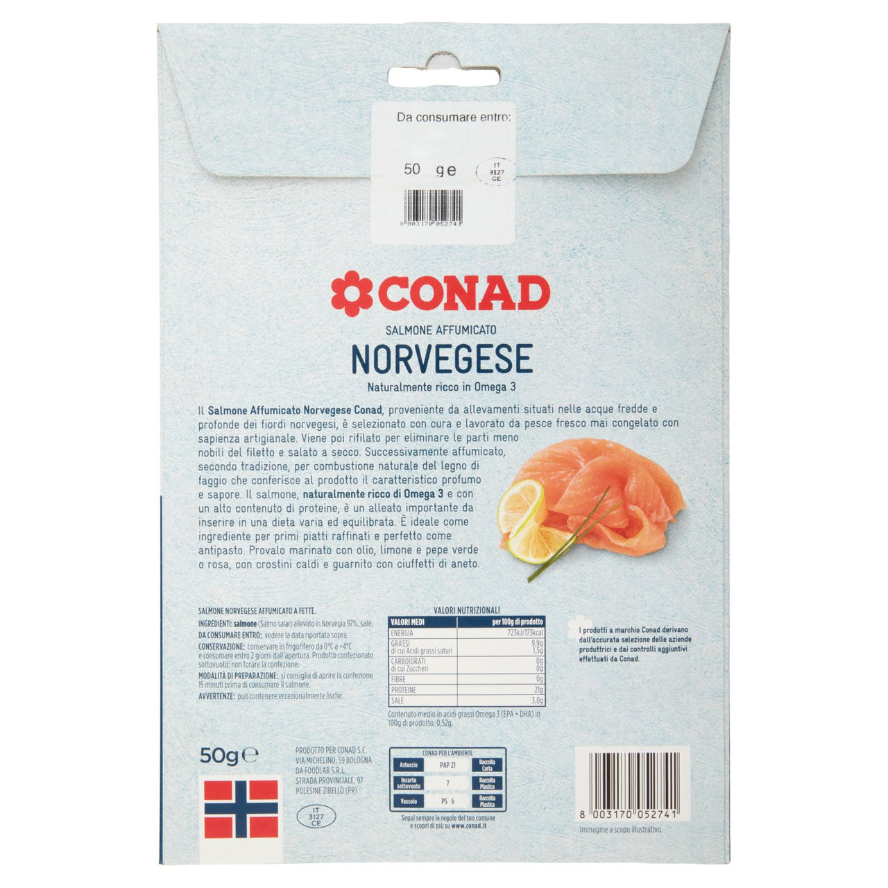 Salmone Affumicato Norvegese 50 g Conad