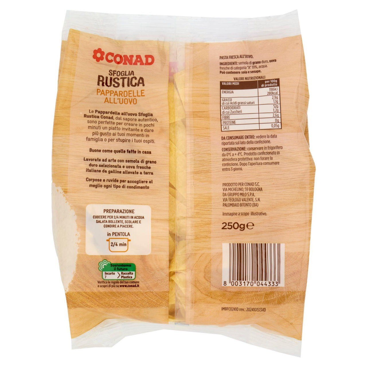 Pappardelle all'uovo Sfoglia Rustica 250 g Conad.