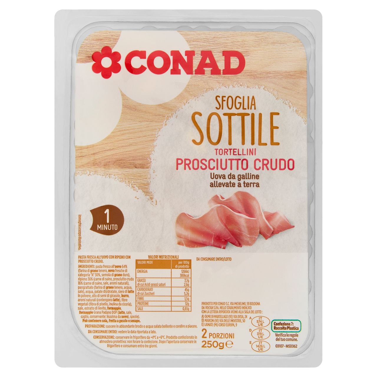 Tortellini con Pr. Crudo Sfoglia Sottile 250 g