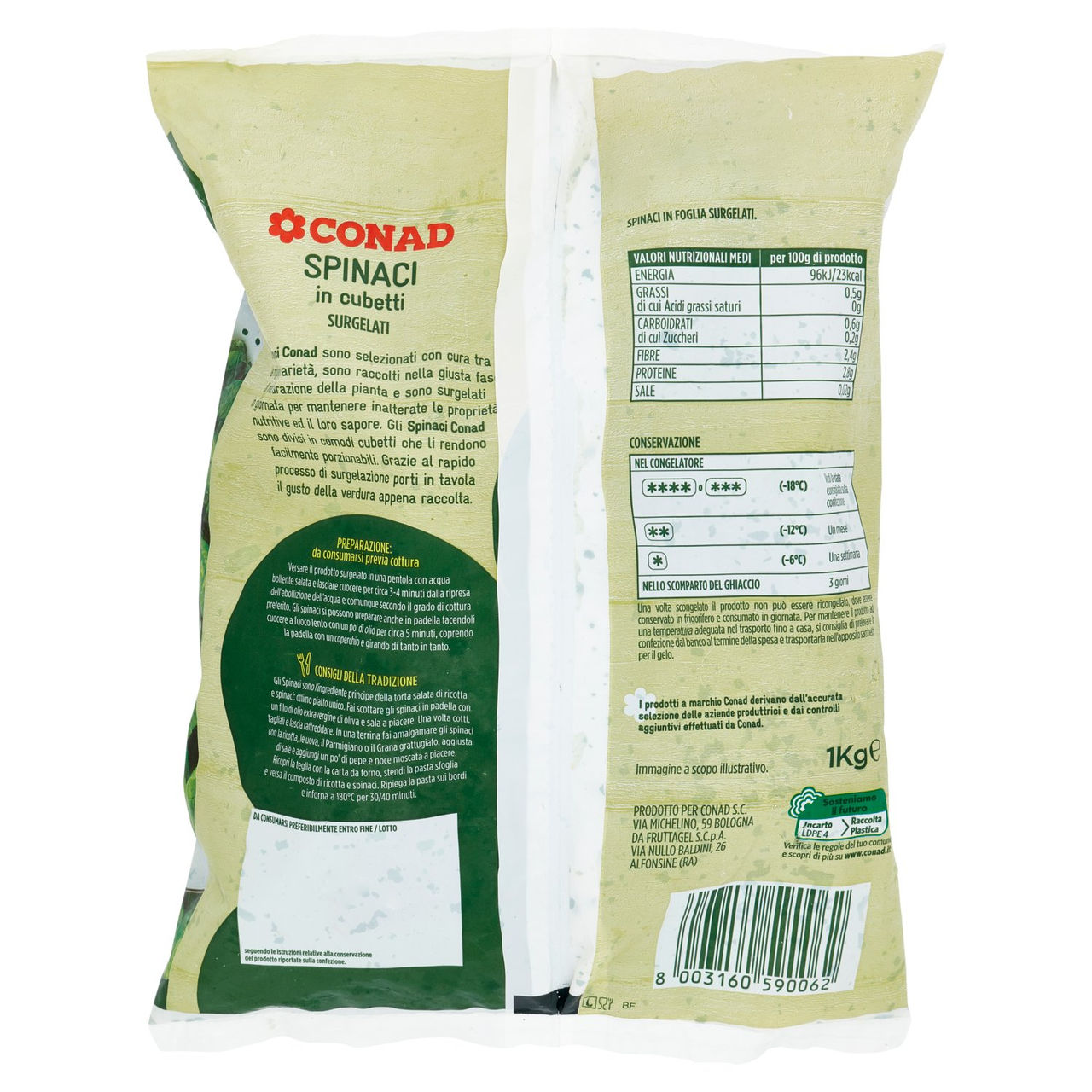 Spinaci in cubetti Surgelati 1 kg Conad online