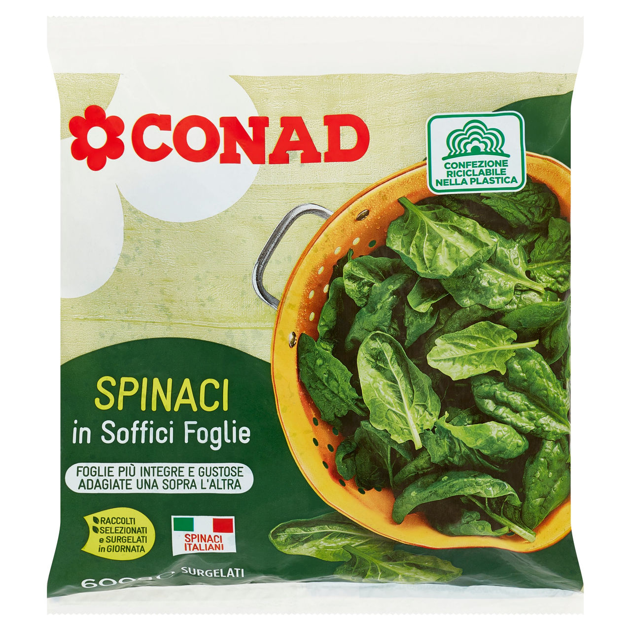 Spinaci in Soffici Foglie Surgelati 600 g Conad