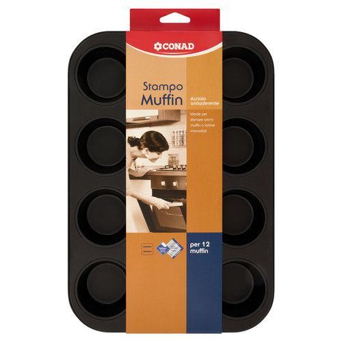 CONAD Stampo Muffin Acciaio antiaderente per 12 muffin