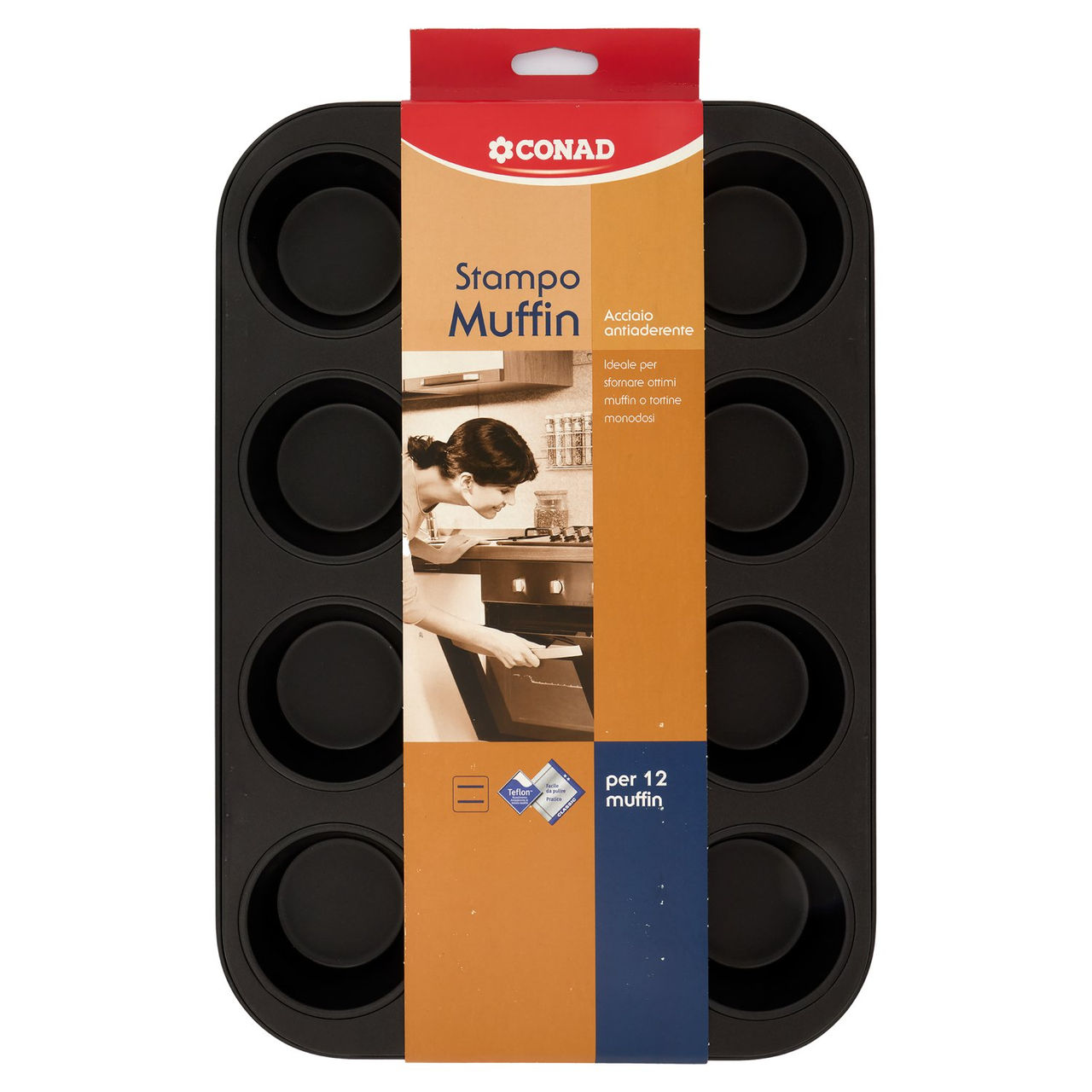 CONAD Stampo Muffin Acciaio antiaderente per 12 muffin