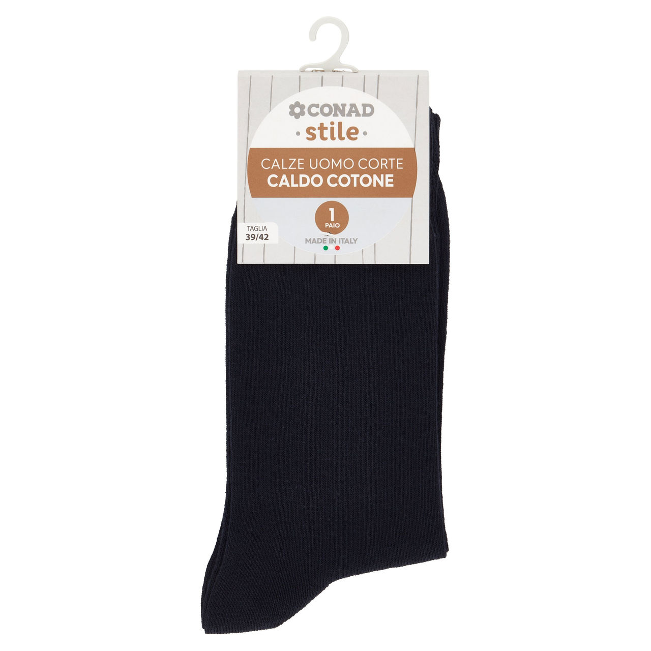 CONAD stile Calze Uomo Corte Caldo Cotone Taglia 39/42 Blu 1 Paio