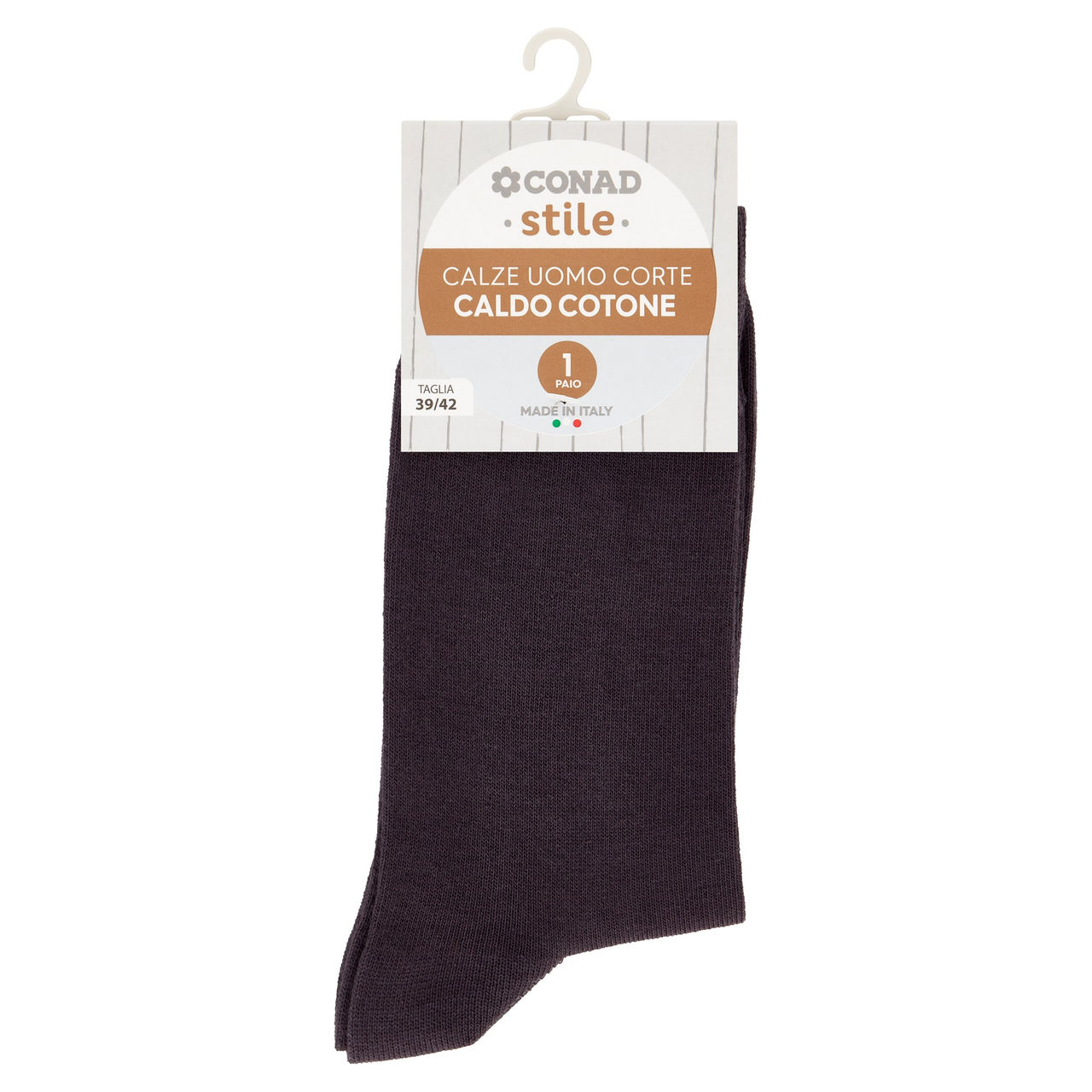 CONAD stile Calze Uomo Corte Caldo Cotone Taglia 39/42 Grigio 1 Paio