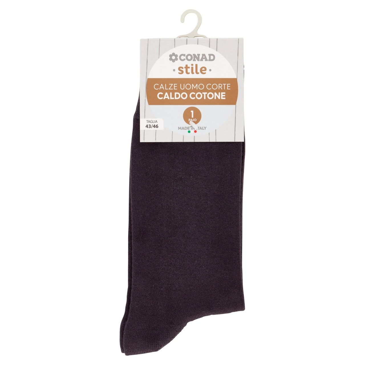 CONAD stile Calze Uomo Corte Caldo Cotone Taglia 43/46 Grigio 1 Paio