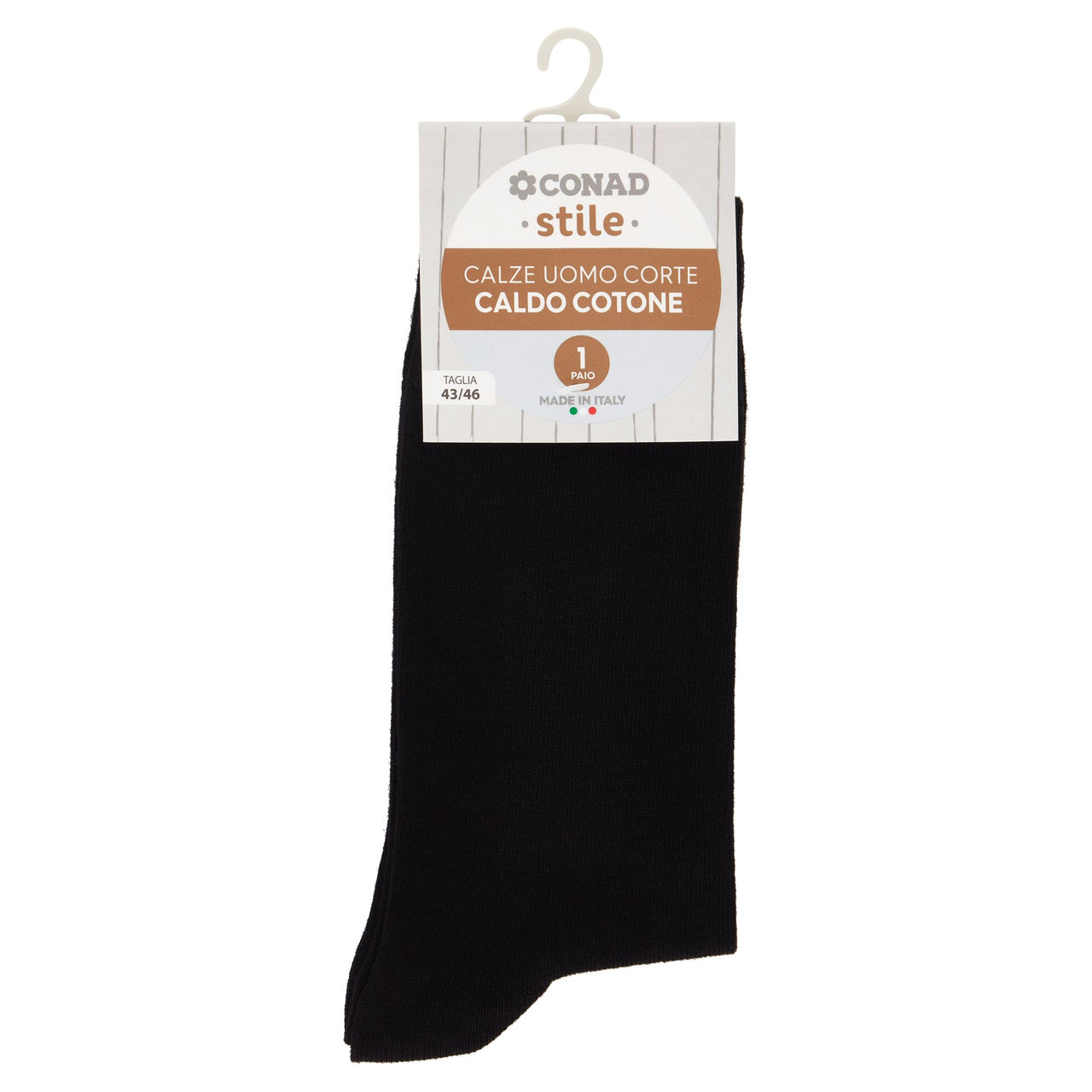 CONAD stile Calze Uomo Corte Caldo Cotone Taglia 43/46 Nero 1 Paio