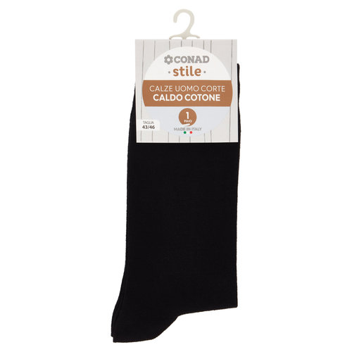 CONAD stile Calze Uomo Corte Caldo Cotone Taglia 43/46 Nero 1 Paio