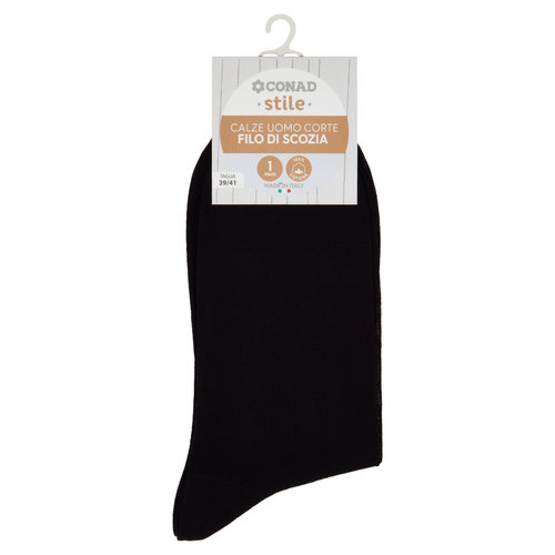 CONAD stile Calze Uomo Corte Filo di Scozia Taglia 39/41 Nero 1 Paio