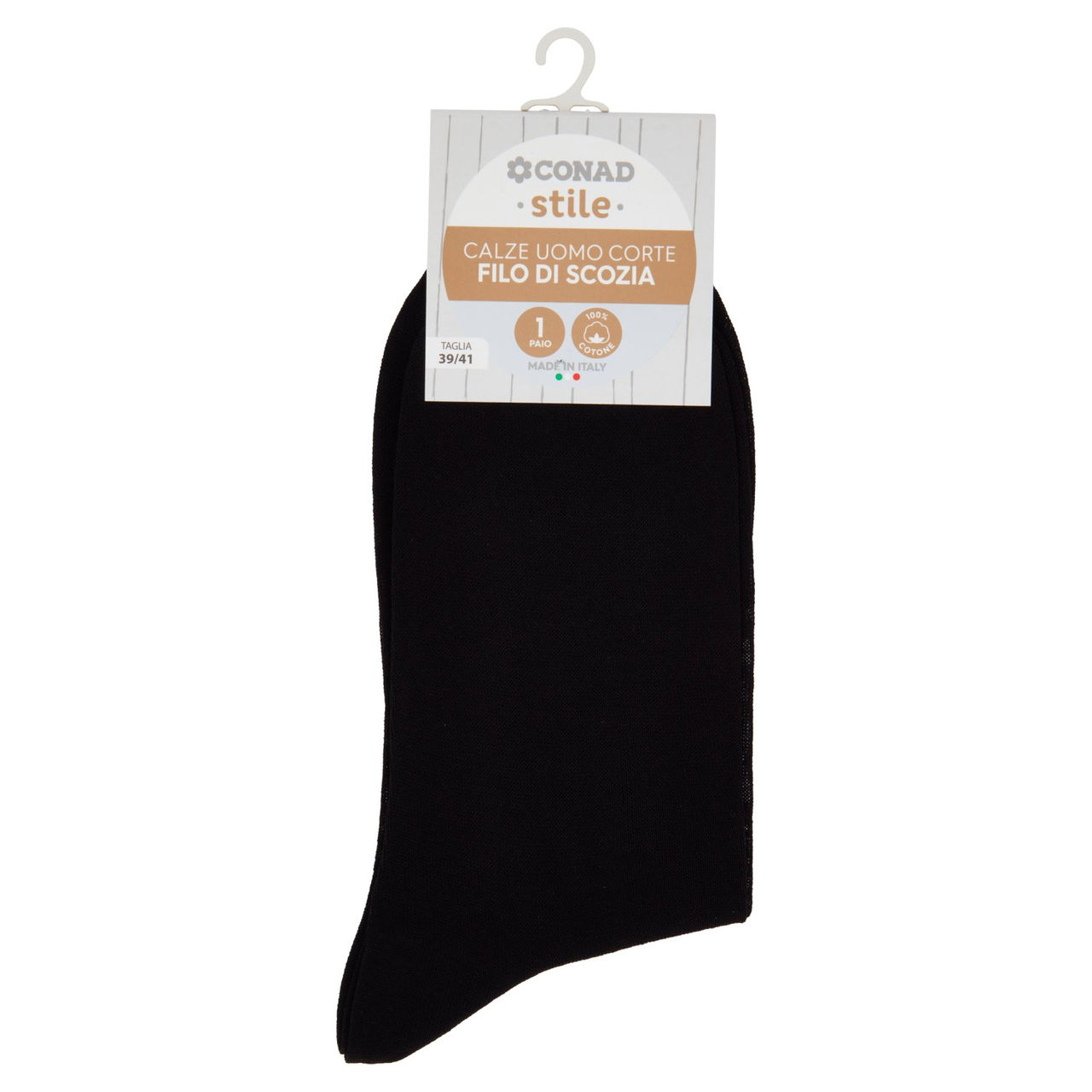 CONAD stile Calze Uomo Corte Filo di Scozia Taglia 39/41 Nero 1 Paio