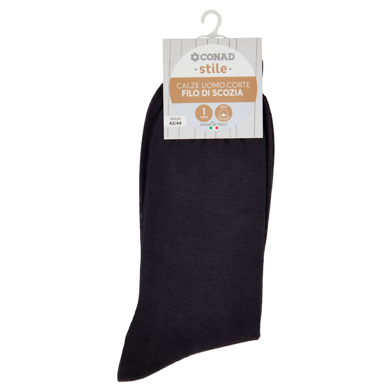 CONAD stile Calze Uomo Corte Filo di Scozia Taglia 42/44 Grigio 1 Paio