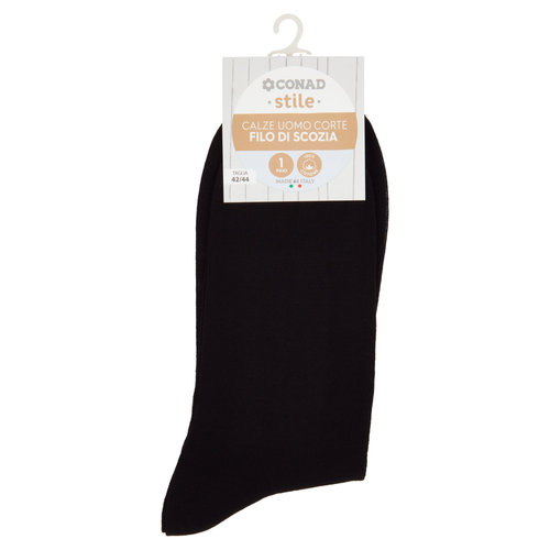 CONAD stile Calze Uomo Corte Filo di Scozia Taglia 42/44 Nero 1 Paio
