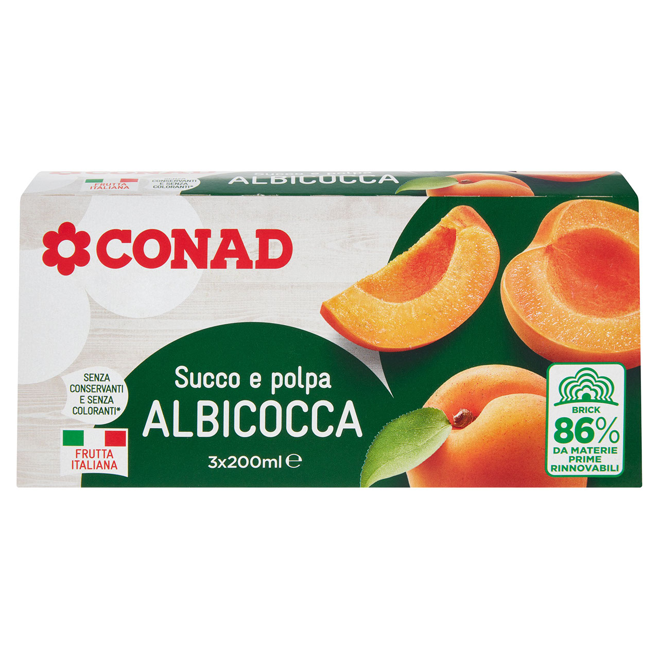 Succo e polpa brick albicocca 200 ml x 3 Conad