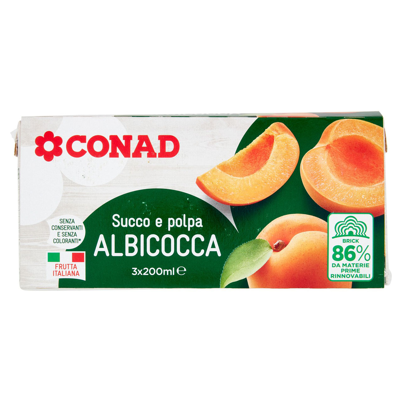 Succo e polpa brick albicocca 200 ml x 3 Conad