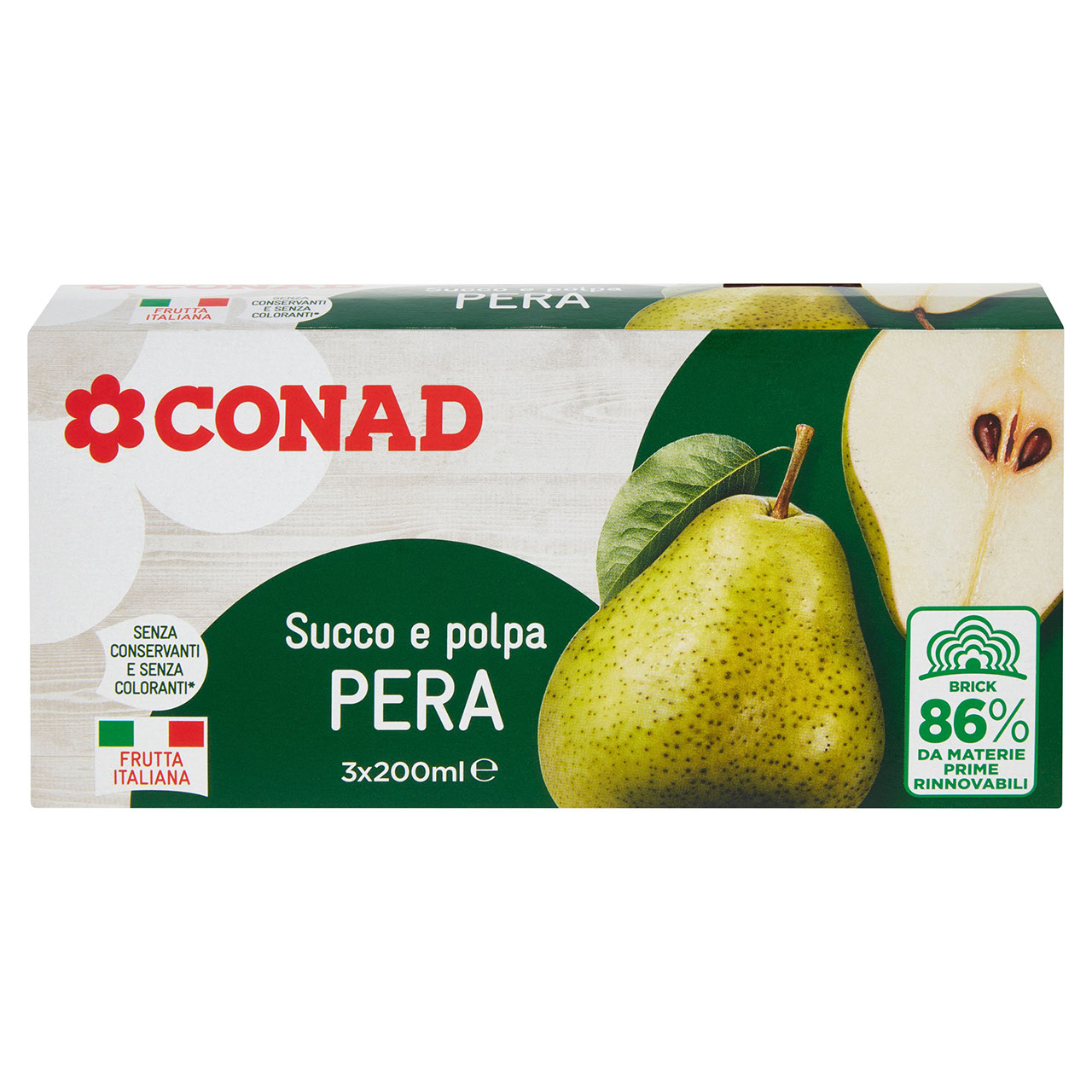 Succo e polpa brick pera 200 ml x 3 Conad