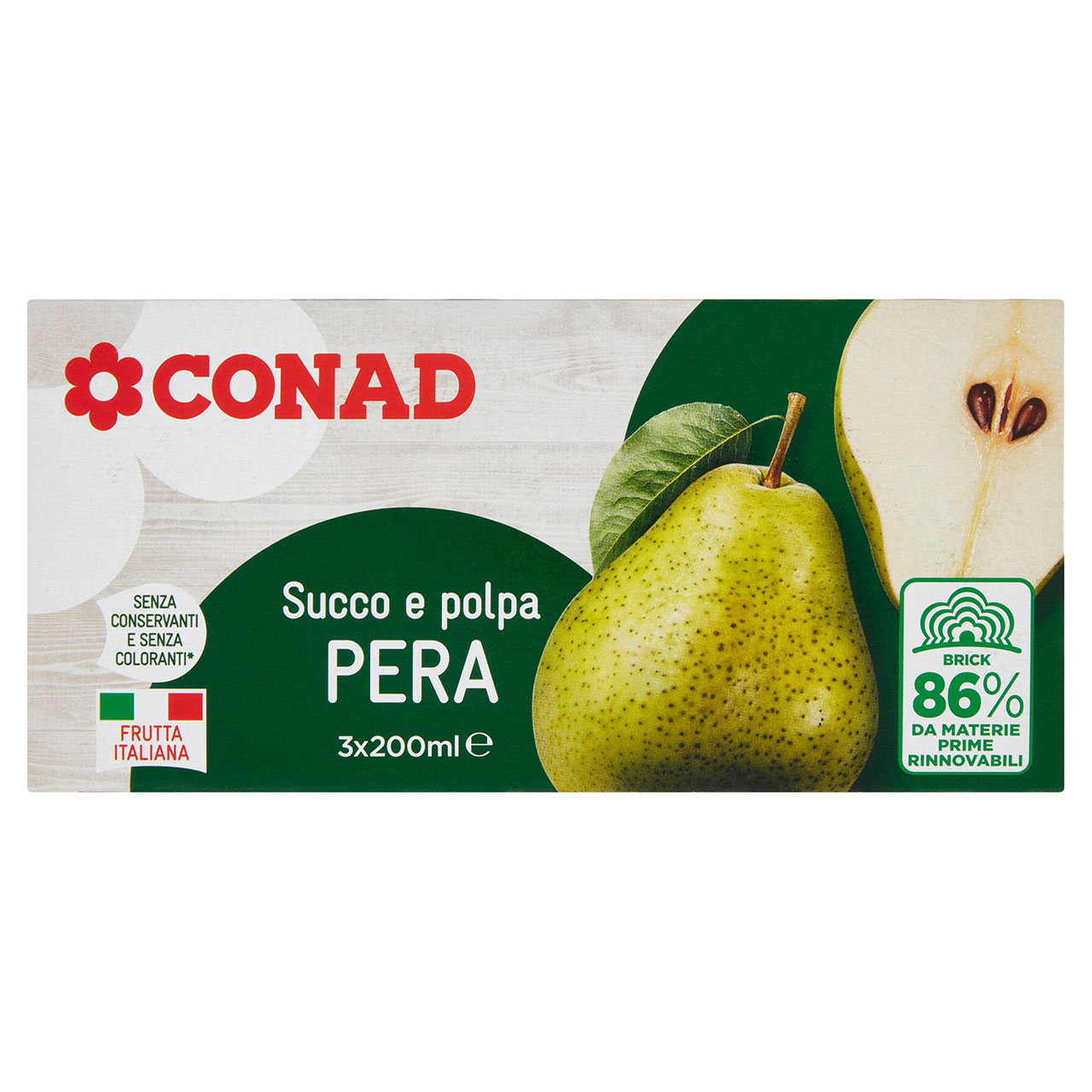 Succo e polpa brick pera 200 ml x 3 Conad