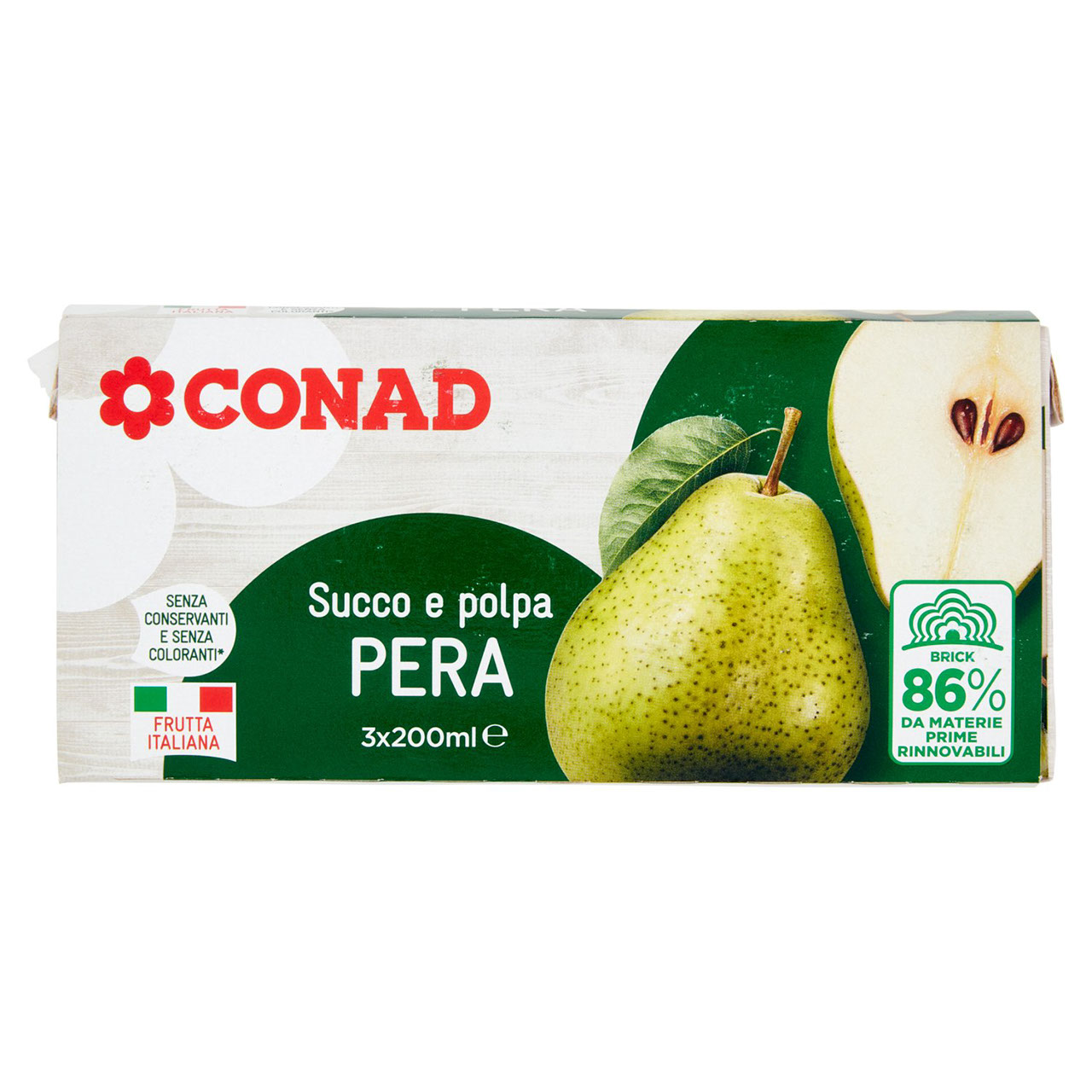 Succo e polpa brick pera 200 ml x 3 Conad