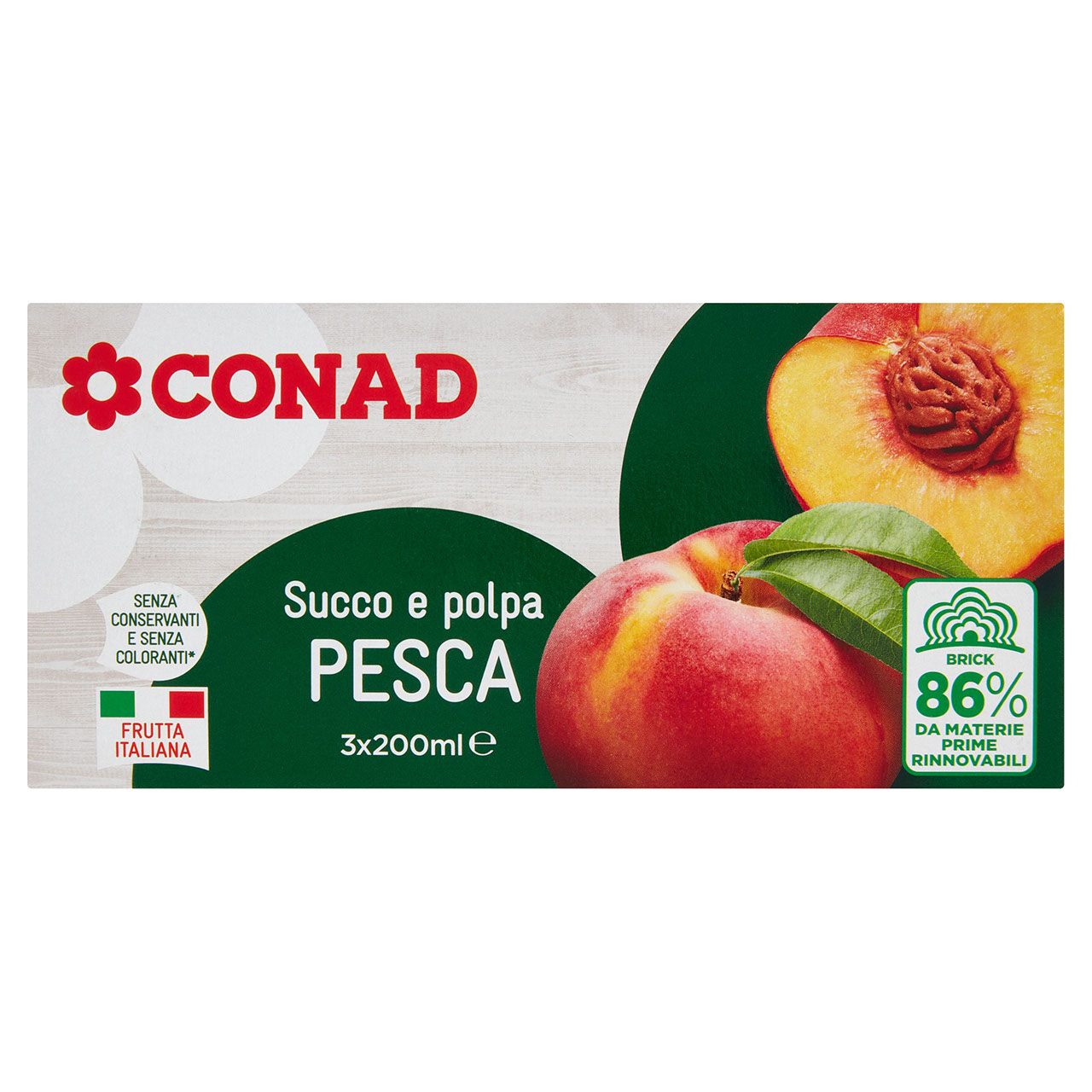 Succo e Polpa Pesca Brick 200ml x 3 Conad