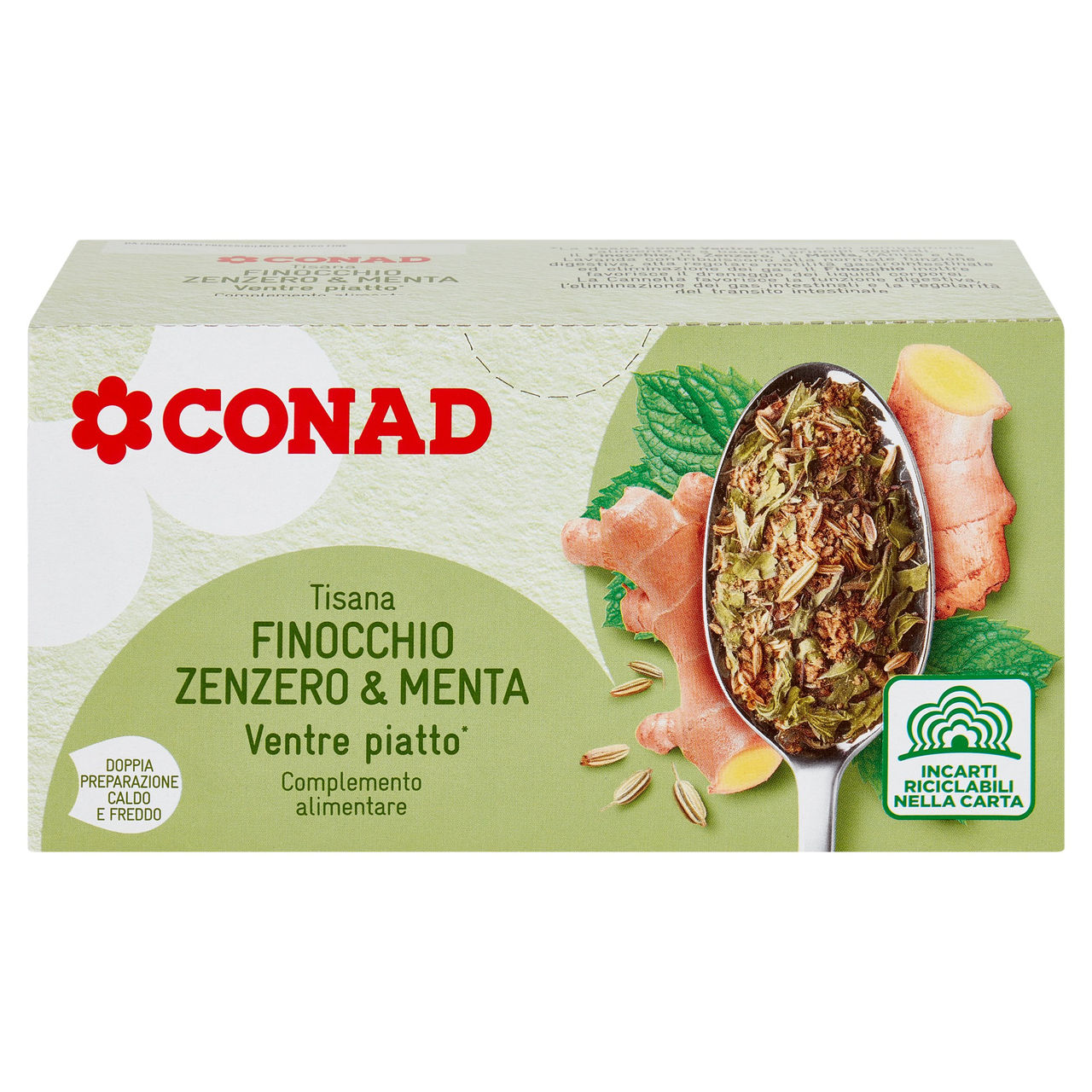 CONAD Tisana Finocchio Zenzero & Menta Ventre piatto* 20 filtri da 2,5 g