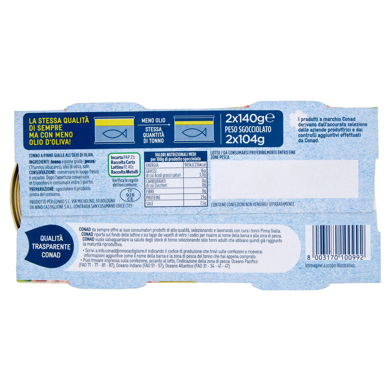 CONAD Tonno all'Olio di Oliva 2 x 140 g