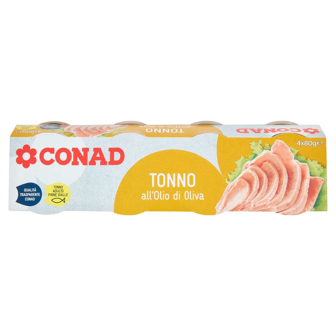 Tonno all'olio d'oliva g 80 x 4 Conad