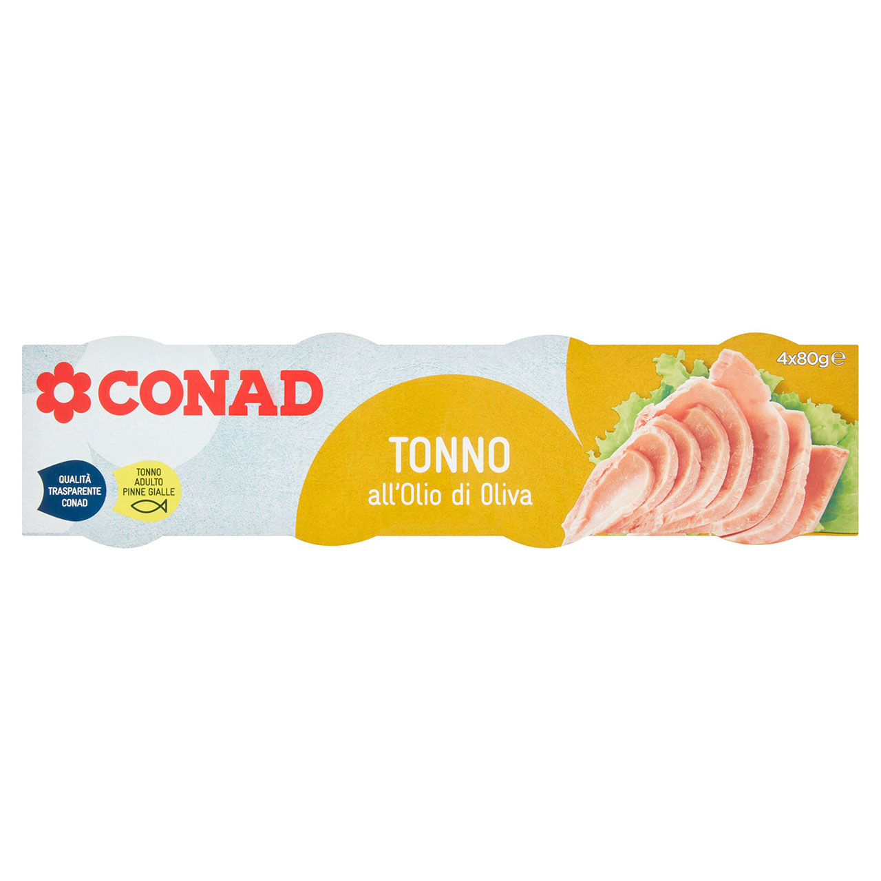 Tonno all'olio d'oliva g 80 x 4 Conad