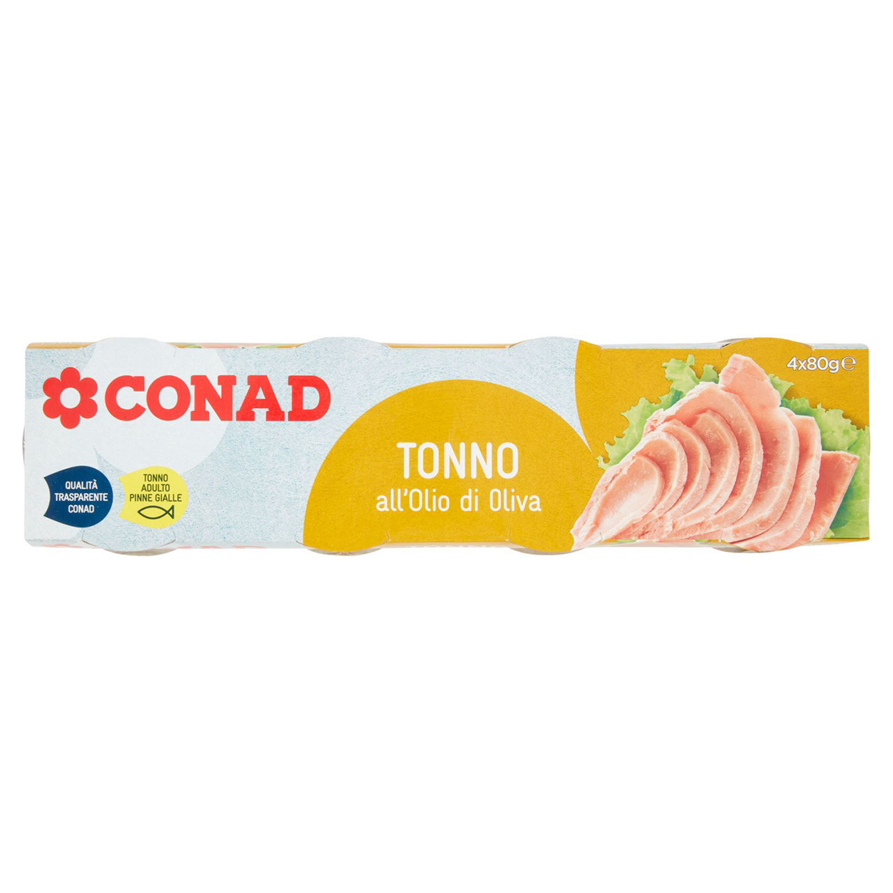 Tonno all'olio d'oliva g 80 x 4 Conad