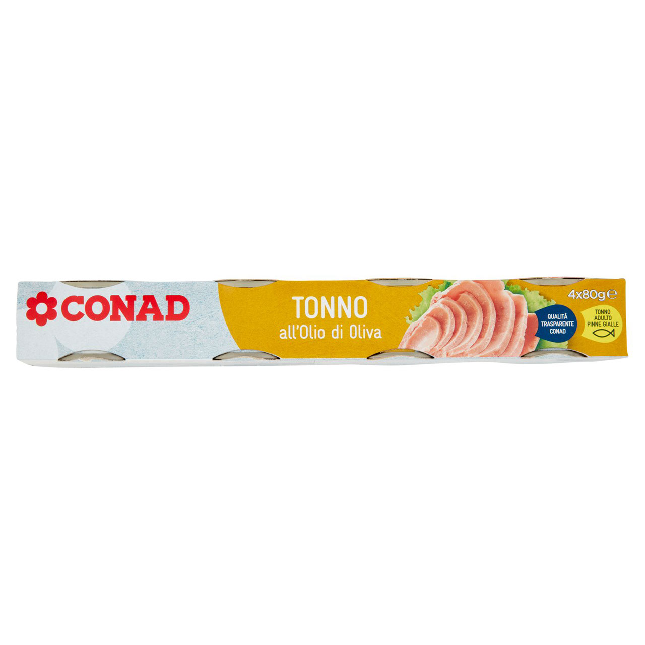 Tonno all'olio d'oliva g 80 x 4 Conad