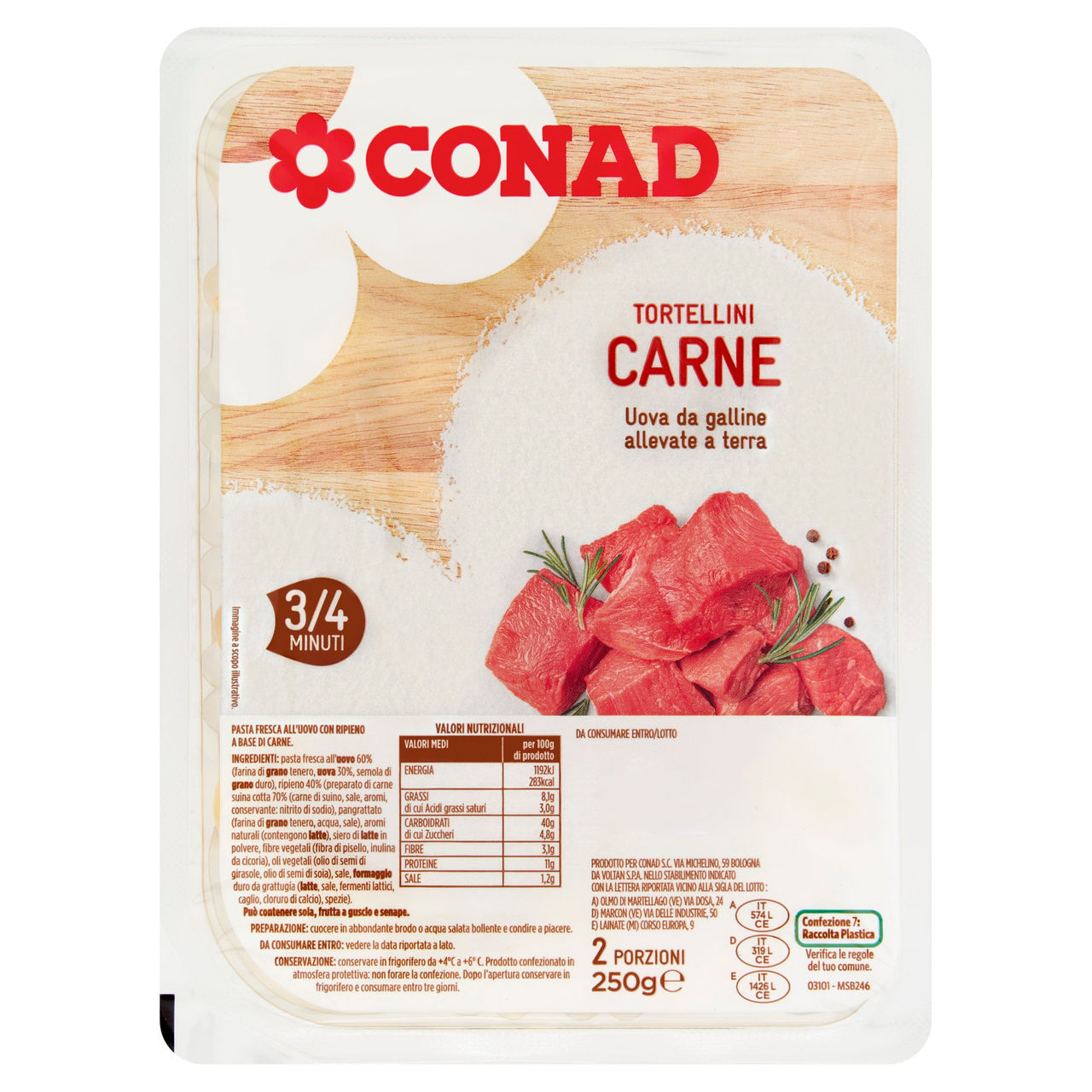 Tortellini Surgelati con Carne g.250 Conad online